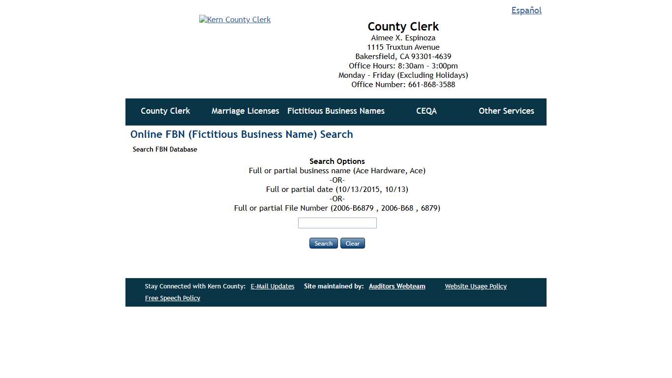Kern County Clerk ♦ Fictitious Business Names