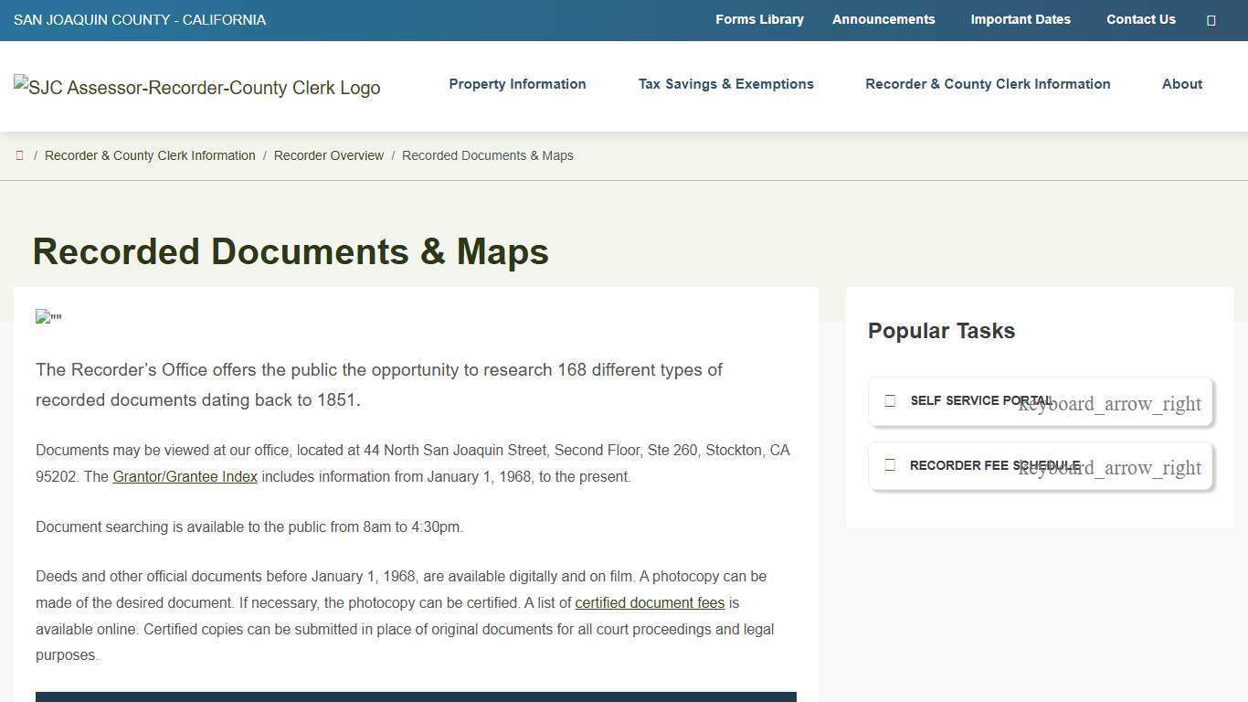 Recorded Documents & Maps | San Joaquin County Assessor-Recorder County Clerk