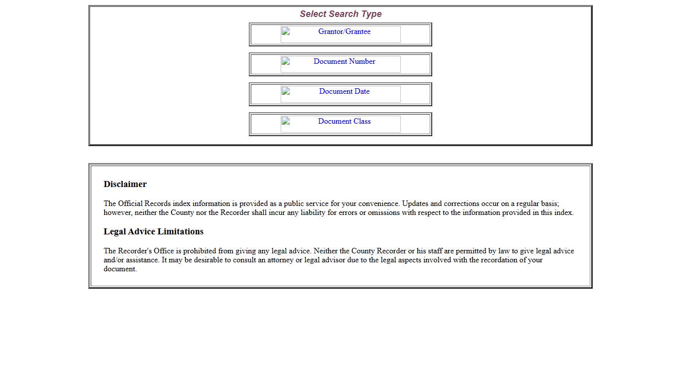 Official Document Search Menu
